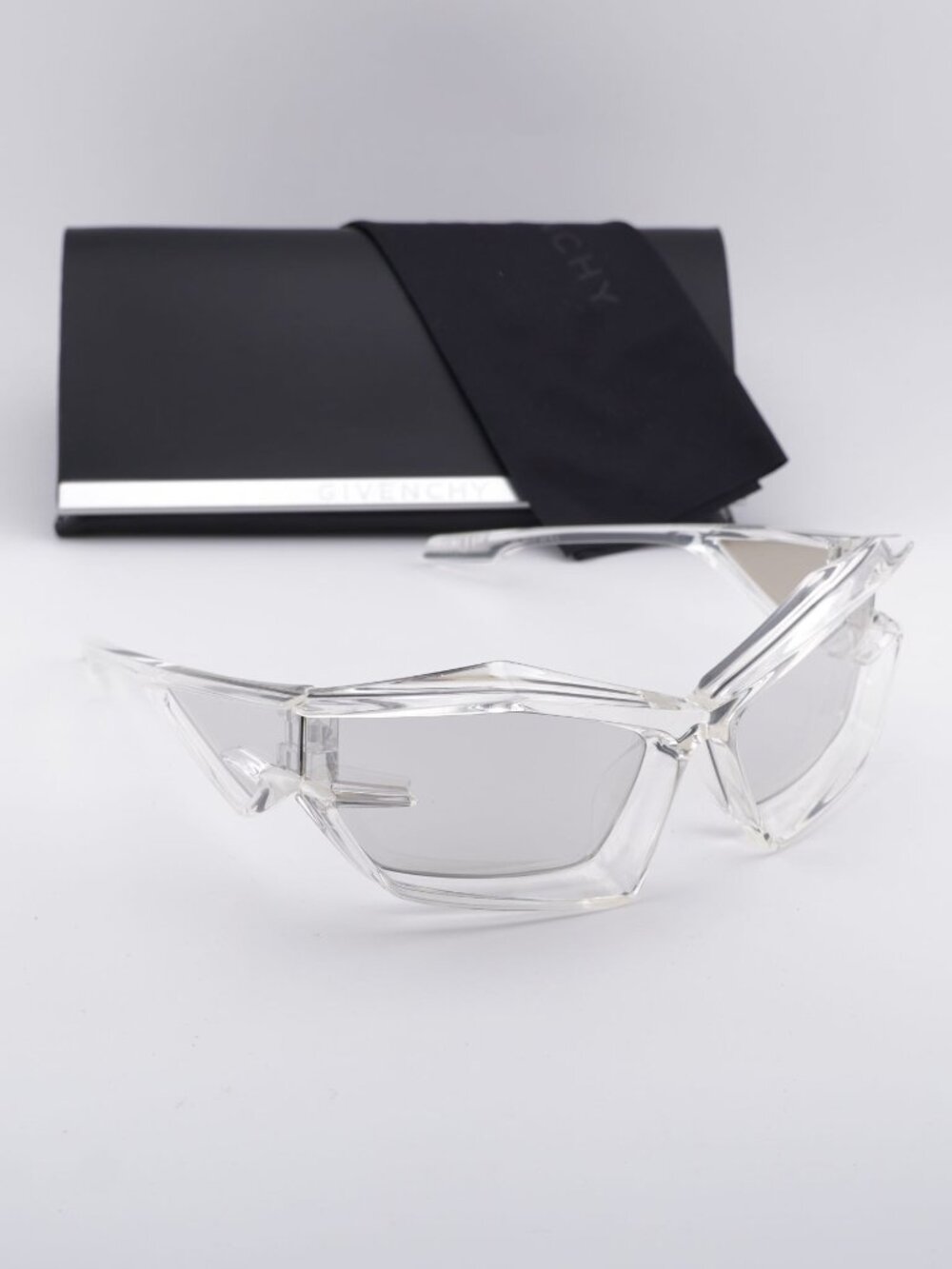 Givenchy GV40049U 26G Geometric Sunglasses - Transparent /Silver Mirror